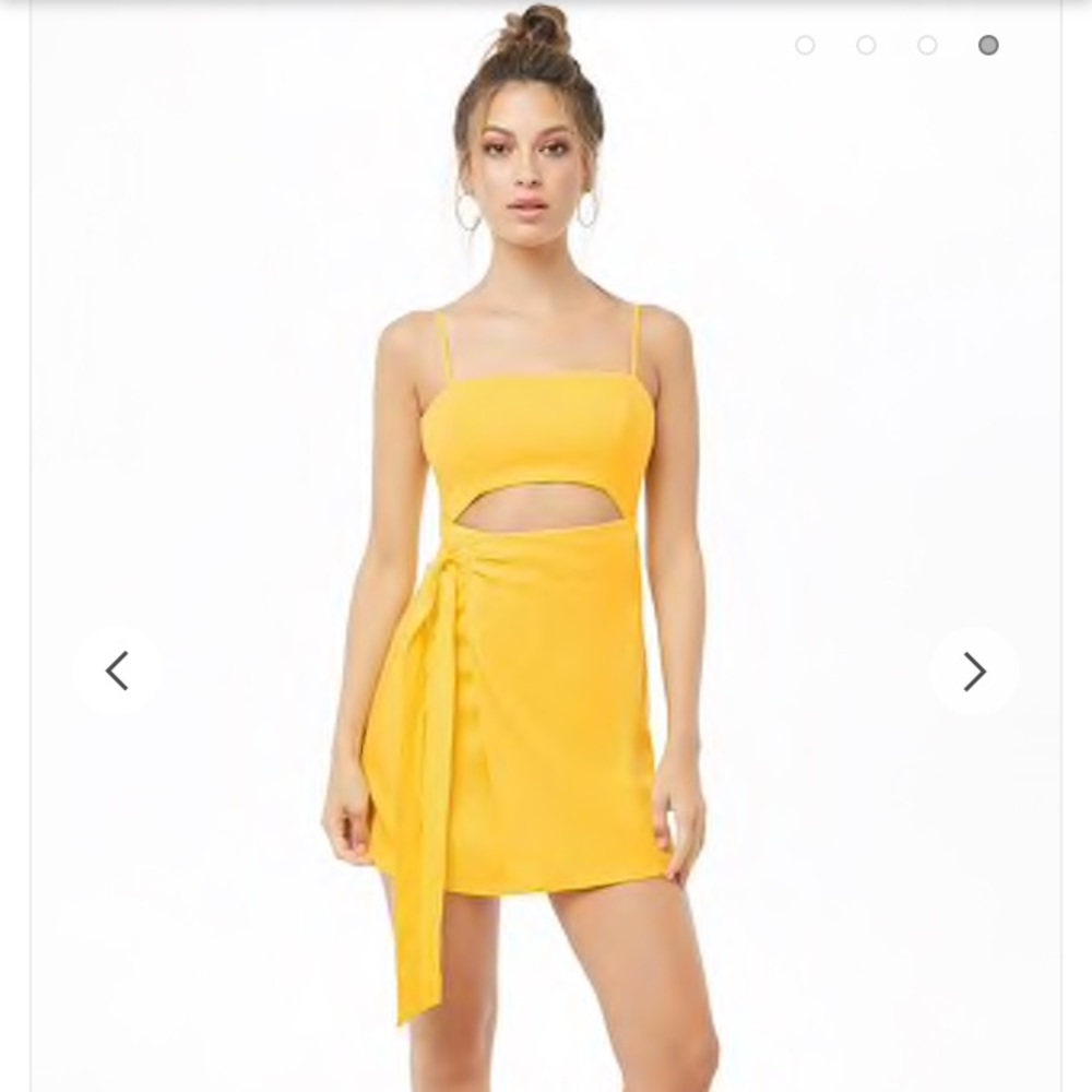 Forever 21 yellow cutout mini wrap dress